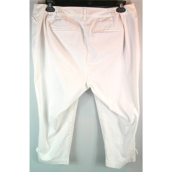 Talbots The Perfect Crop Curvy Women's 14 Petite White Elastic Button Waist - Picture 2 of 5